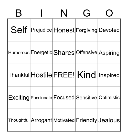 "Choose Your Attitude" Bingo Card