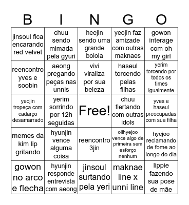 LOONA NO ISAC Bingo Card