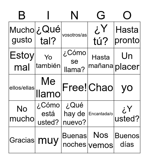 Voces Chapter 1 - Mexico Bingo Card