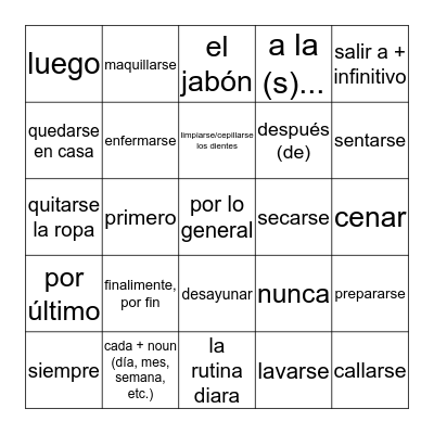 Voces Chapter 11 - Ecuador Bingo Card