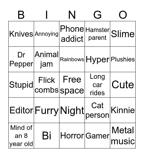 MURDERGAME BINGO Card