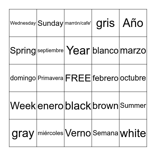 Yo sé Bingo Card