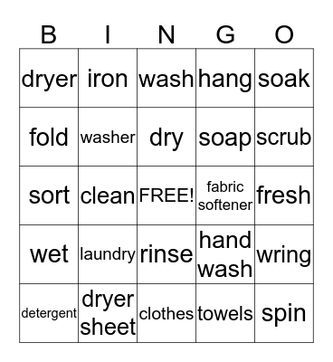 Laundry Bingo Card