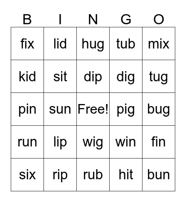 Super Phonics 2 Bingo Card