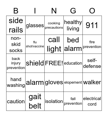 SAFETY BINGO Card