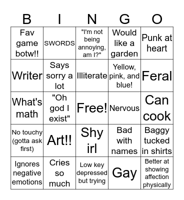 Oh, so you're Sunny? Bingo Card