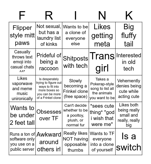 Are you Frinkel? The Bingo Card Bingo Card