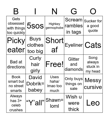 Honeybunchcal Bingo Card