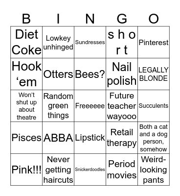 c h a r l o t t e Bingo Card