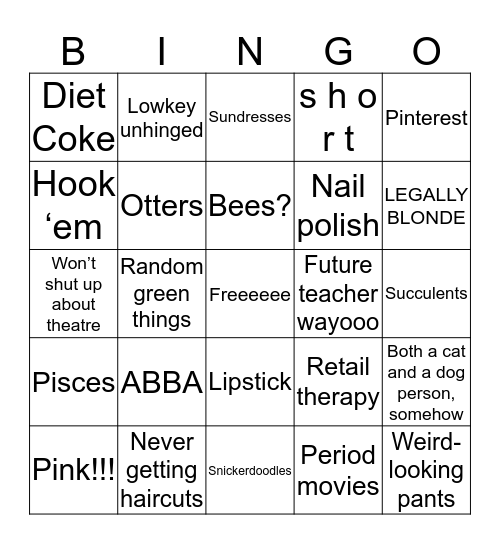 c h a r l o t t e Bingo Card