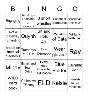 BACK TO SCHOOL REVIEW Bingo Card