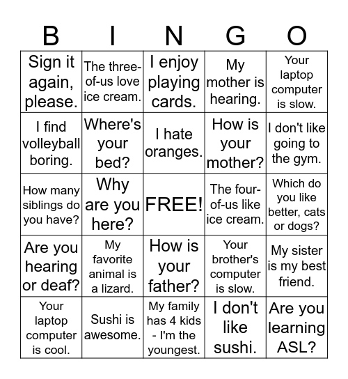 Untitled Bingo Card