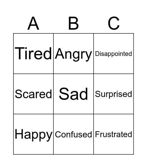 Feeling Bingo Card