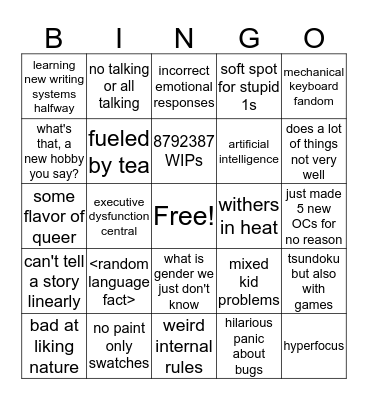 lane bingo Card