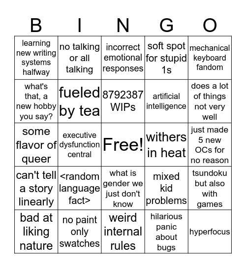 lane bingo Card