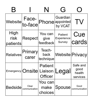 STANDARD 2 Bingo Card