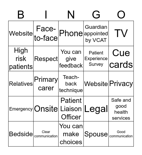 STANDARD 2 Bingo Card
