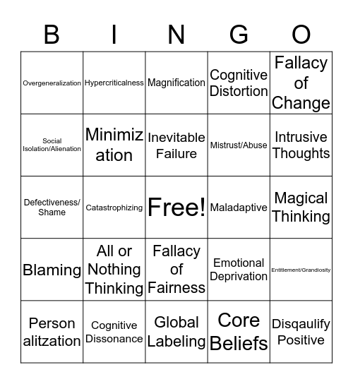 CBT Bingo Card