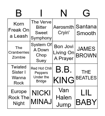 MUSIC Bingo Card