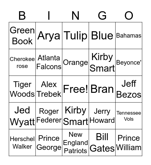 GAHBA Bingo Card