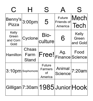 CHSAS Bingo Card