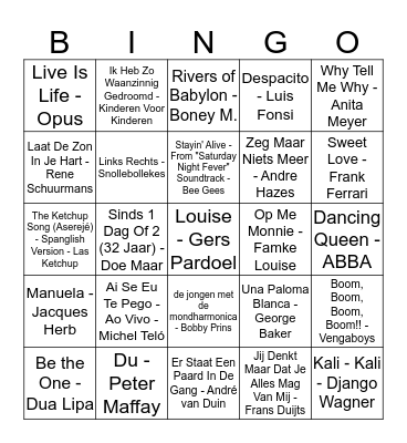 Muziekbingo - BuurtBarbecue 2019 Bingo Card