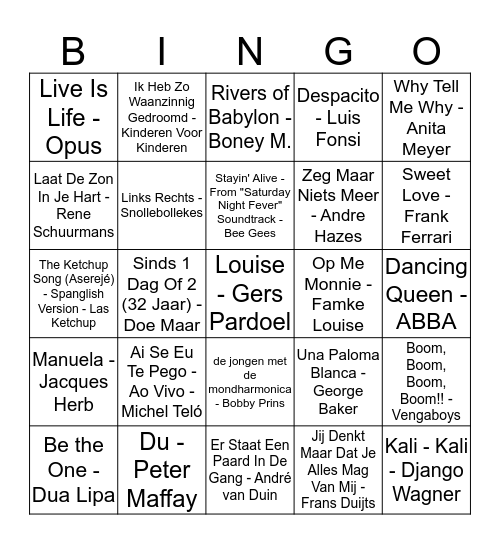 Muziekbingo - BuurtBarbecue 2019 Bingo Card