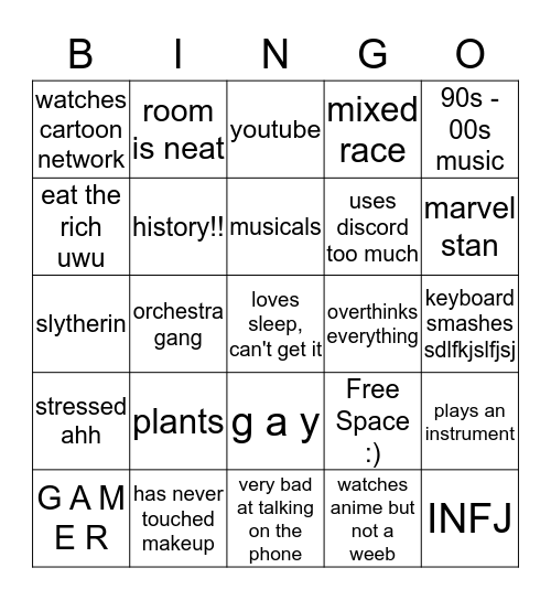 How Much Like Jack Are You? Bingo Card