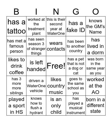 FIND SOMEONE WHO... Bingo Card