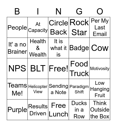 HealthEquity Bingo! Bingo Card