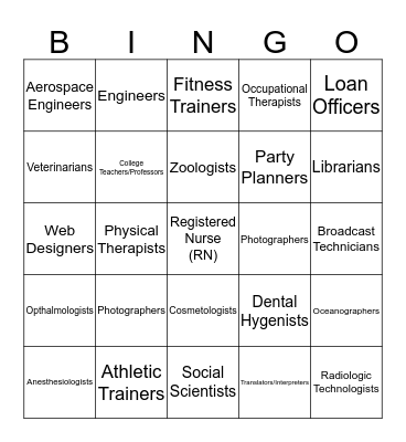 Career Bingo Card