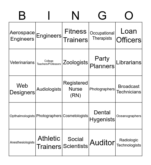 Career Bingo Card