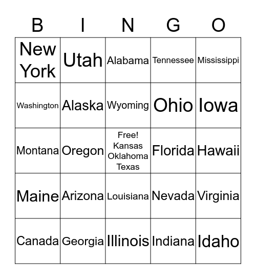 H2O RoadTrip Bingo Card