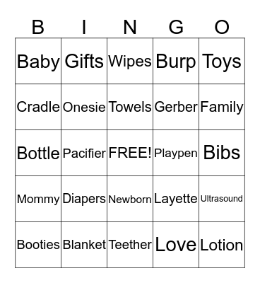 Lauren's Baby Bingo 2014 Bingo Card