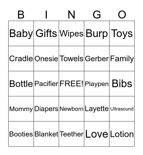 Lauren's Baby Bingo 2014 Bingo Card