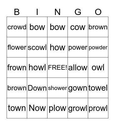 ow Bingo Card