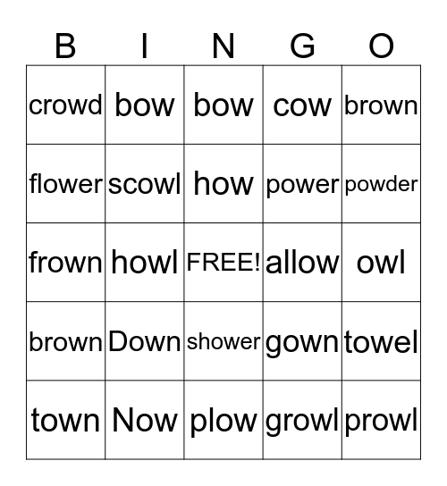 ow Bingo Card