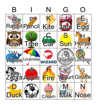 Alphabet Bingo Card