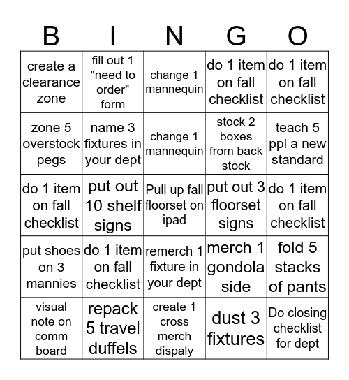 VISUAL BINGO! Bingo Card
