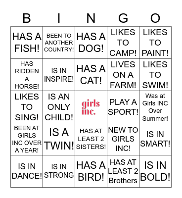 GETTING TO KNOW YOU! Bingo Card