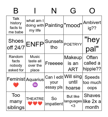 M a d e l y n ??? Bingo Card