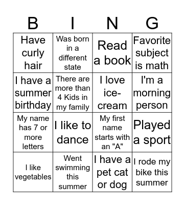 People Bingo Card