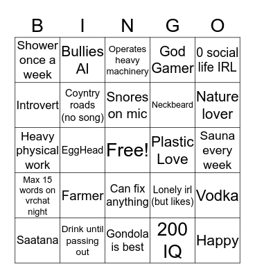 Latsu Edition Bingo Card