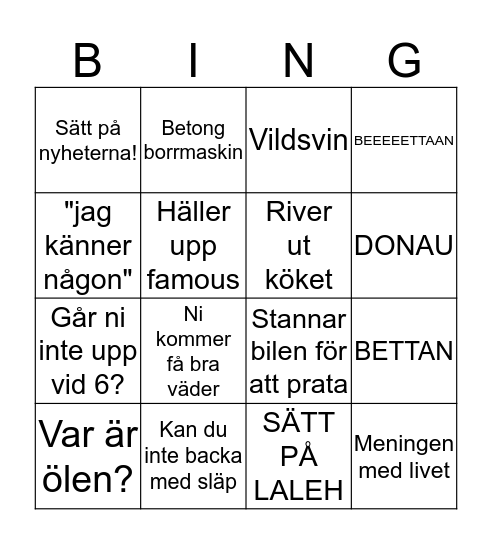 BENGAN Bingo Card