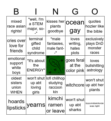 sophia "a-flickering-soul" tumblr bingo Card