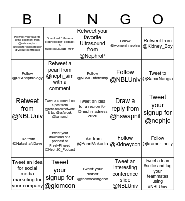 #NBLUniv Blackout Bingo Card