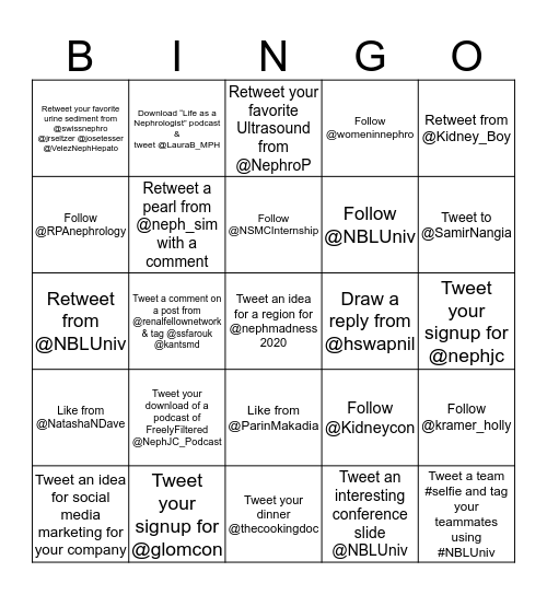 #NBLUniv Blackout Bingo Card