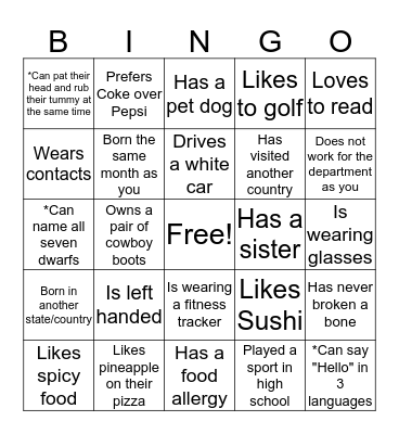 Networking Bingo Card