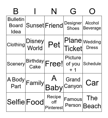 Photo BOMB Bingo Card