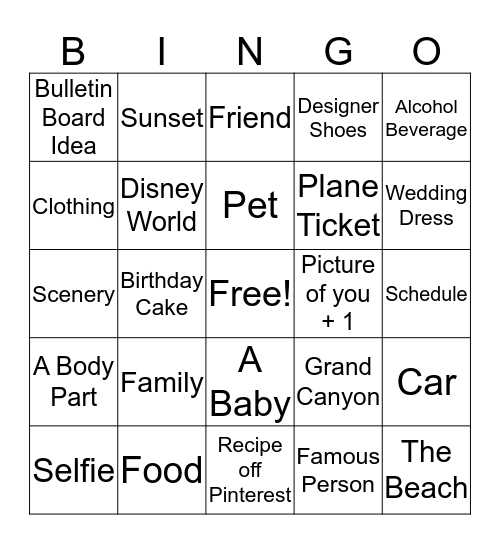 Photo BOMB Bingo Card